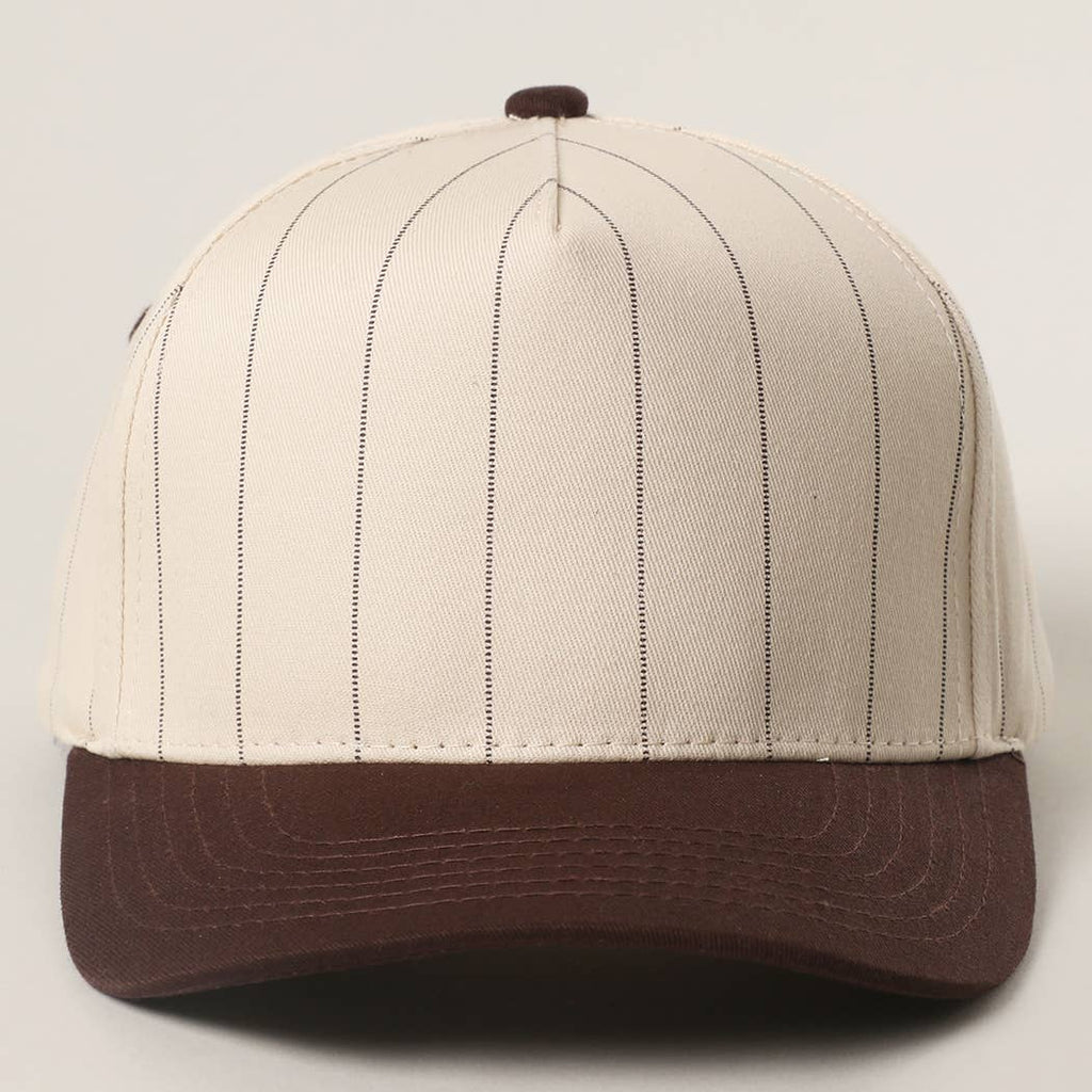 Two-Tone Pinstripe Canvas Trucker Hat